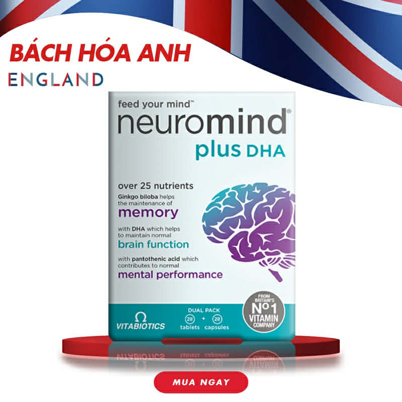 [HÀNG CHUẨN ANH] Viên uống Vitabiotics Neuromind Plus DHA hộp 56 viên bill UK