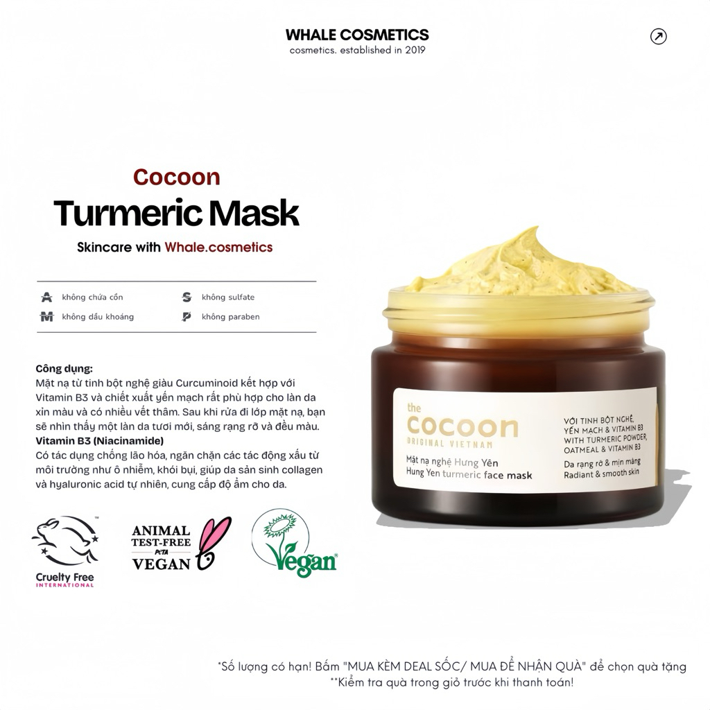 Mặt Nạ Nghệ Cocoon Hung Yen Turmeric Face Mask (30ml)
