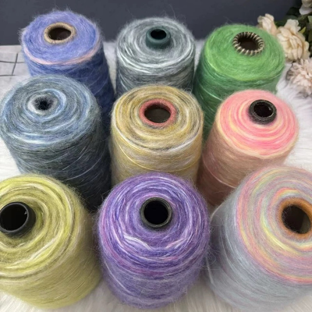 [250/500g] Len cối Mohair cầu vồng sợi to | ORDER TAOBAO