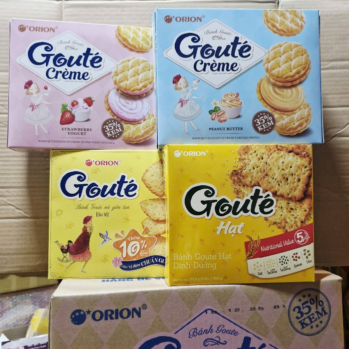 Bánh Goute Mè /Hạt /Dâu Sữa Chua/Bơ Đậu Phộng Orion Hộp Giấy