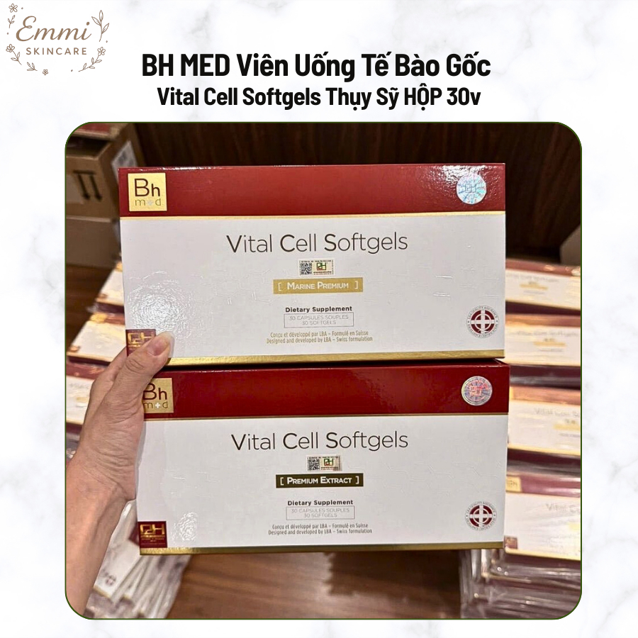 [X.ách tay] BH MED Viên Uống Tế Bào Gốc BHMED Vital Cell Softgels Thụy Sỹ (HỘP 30V)