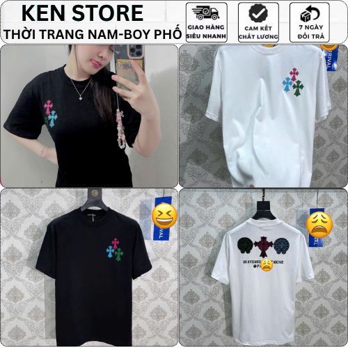 Áo Phông Nam Chrome Thêu Logo Chữ Thập Cực Đẹp - Áo Phông Chrome Thêu Logo Cao Cấp(KEN STORE)