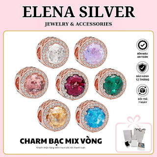  Charm Bạc Xỏ Vòng Tay Bạc BST Charm Vàng Hồng Đính Đá 2 Mặt Phụ Kiện Mix Vòng Tay Qùa Tặng Ý Nghĩa Tặng Bộ Hộp Đựng 