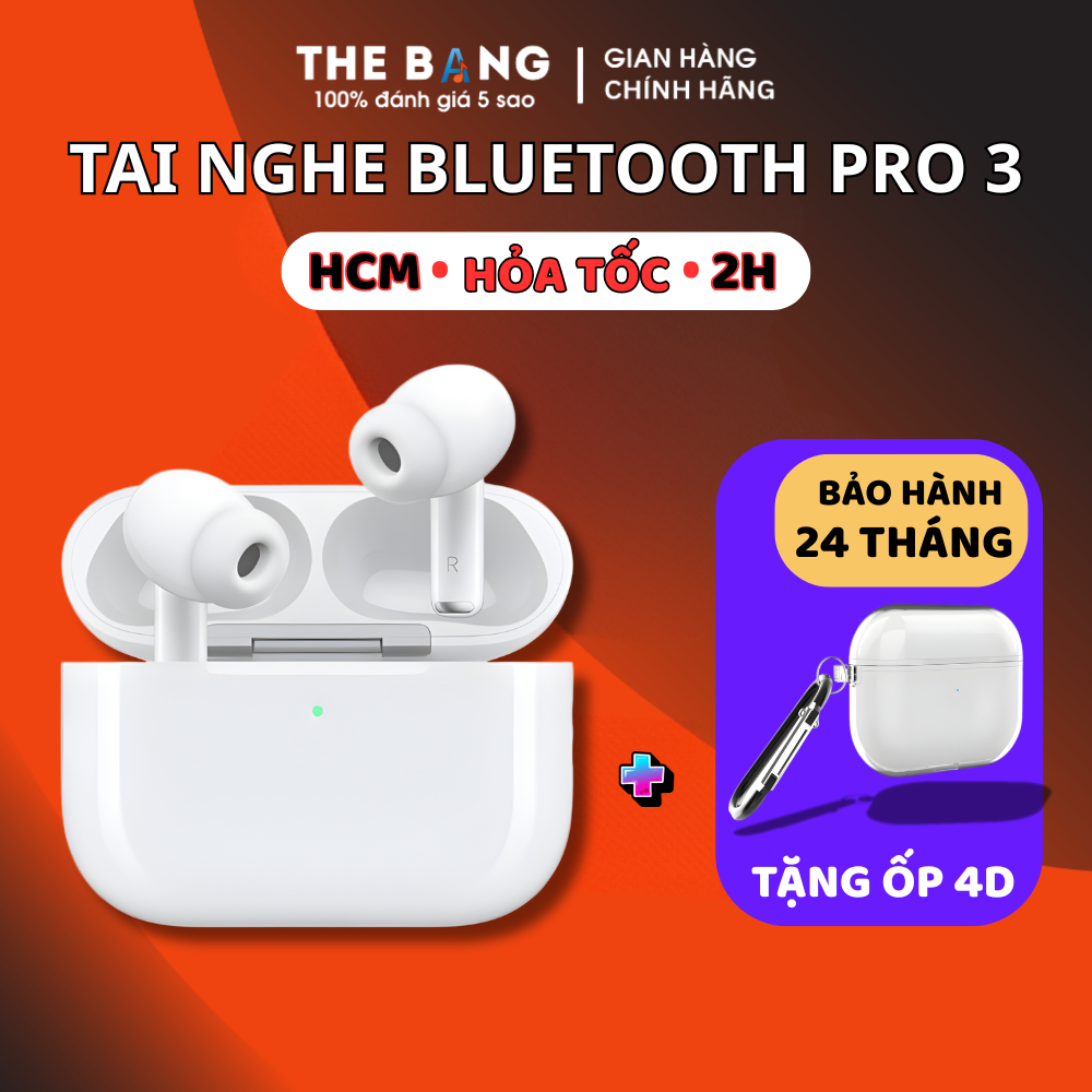 New 2026 Tai Nghe Bluetooth Pro 3 Pin 10H, Chống Ồn Tăng Giảm Âm Lượng Bass Mạnh Full Chức Năng