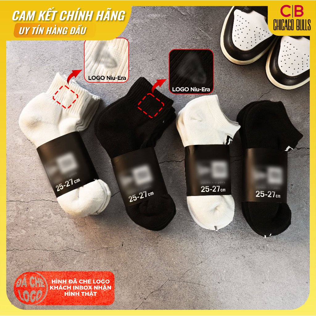 (𝗖𝗵𝗶́𝗻𝗵 𝗵𝗮̃𝗻𝗴 - Chicago Bulls) Vớ Tất Niu-Era Thể Thao Cổ Trung/Ngắn giá tốt