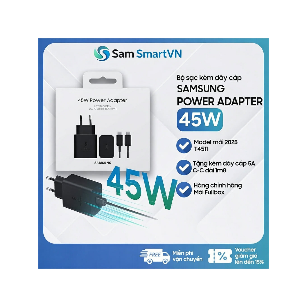 Sạc nhanh 45W Samsung chính hãng bảo hành 12T
