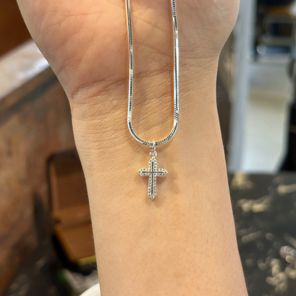 Dây chuyền bạc mặt thánh giá đính đá thiết kế Luxury - MINA JEWELRY