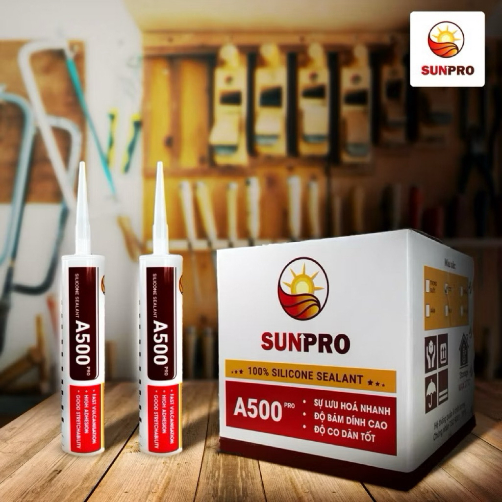 [Thùng 24 Chai] Keo Silicone Sunpro A500 - 300ml/Chai – Giá Sỉ – Dán Kính, Trám Bê Tông