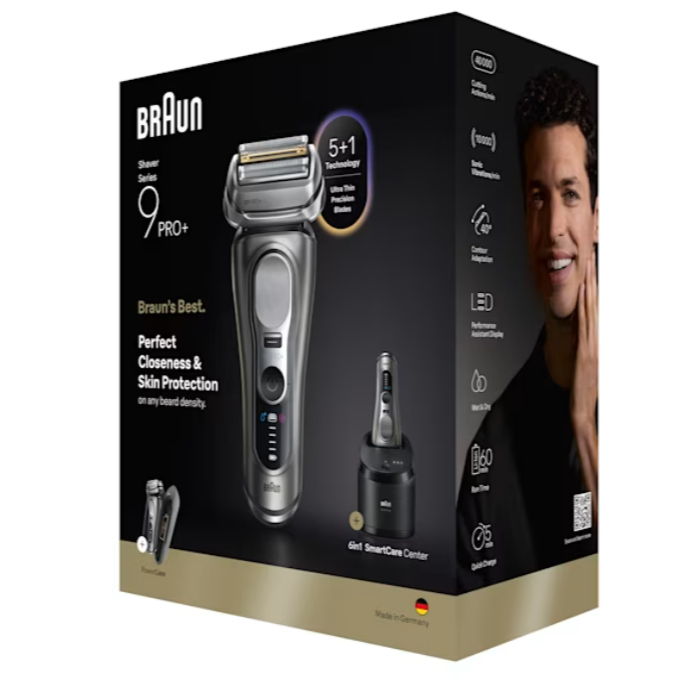 Máy cạo râu Braun Series 9 Pro 9477cc - Cạo khô và ướt, màu bạc, pin sạc Li-Ion