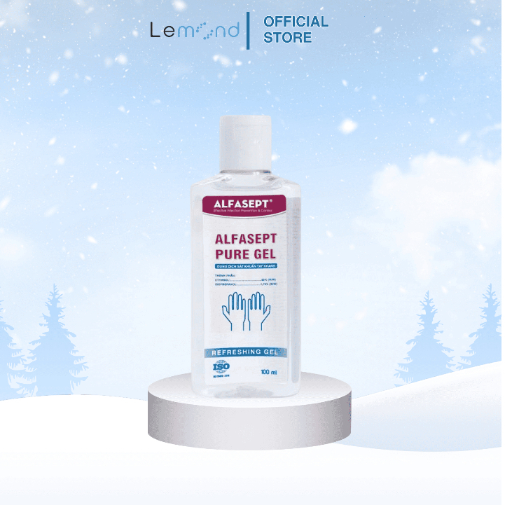  Gel sát khuẩn tay chứa cồn Alfasept Pure Gel Phù Hợp Cho Da Nhạy Cảm Giúp Diệt Khuẩn Tăng Cường Dưỡng Ẩm 100ml 