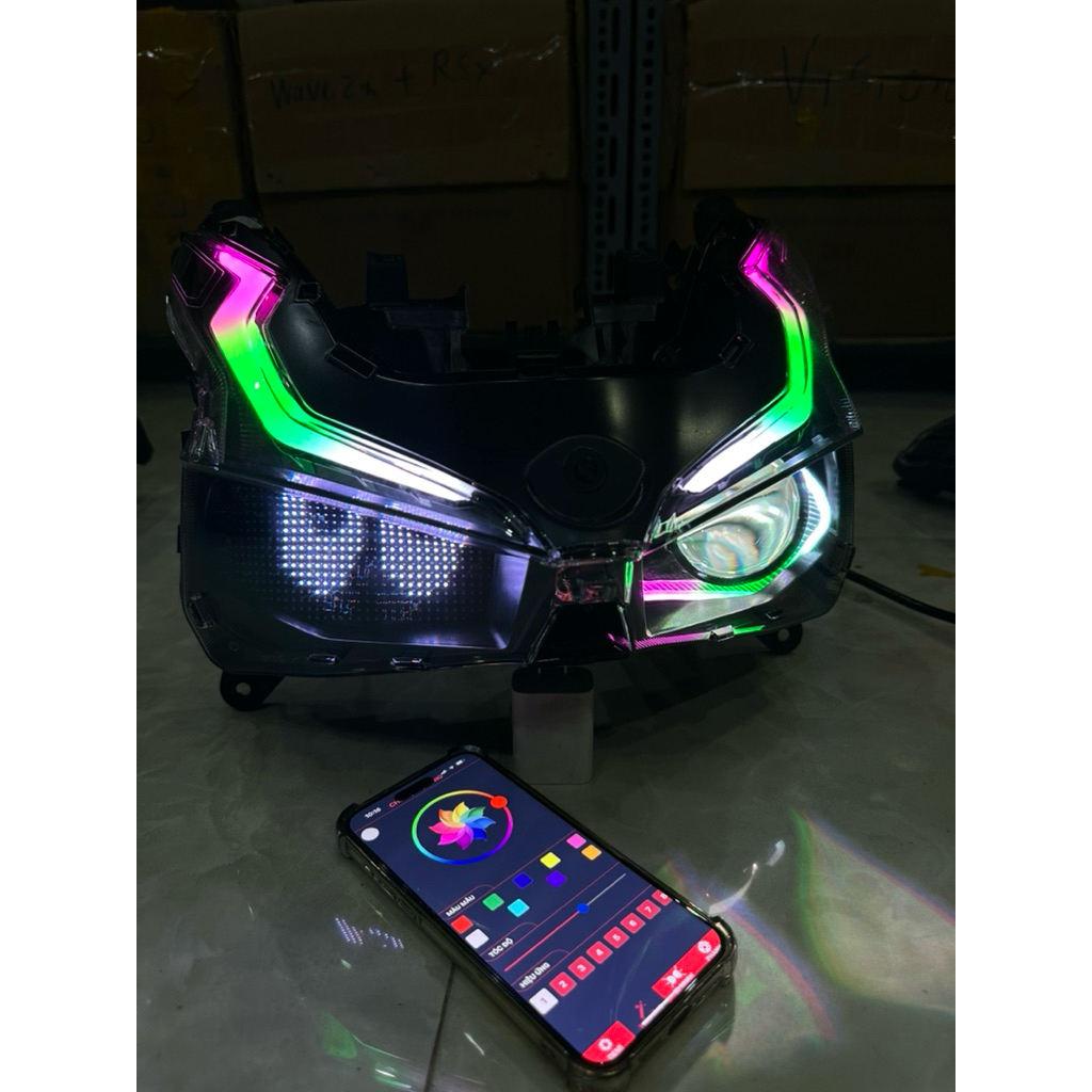 Pha Đèn Ab125-150-160 Độ sẵn Bi Cầu KZS600 Pro V3 , Bảng Led Chỉnh , Mý Đổi Màu Qua App , Bảo Hành 2