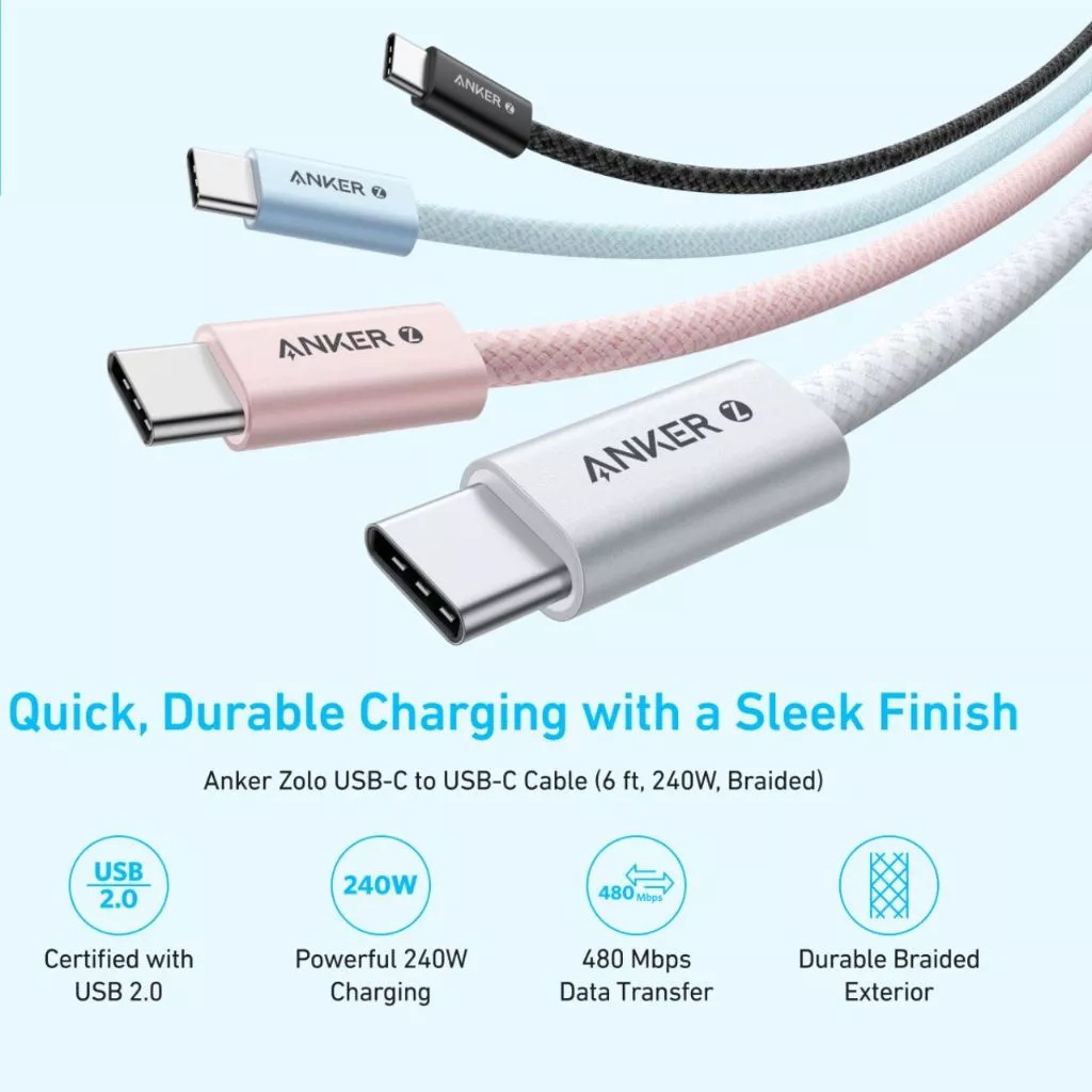 Cáp sạc nhanh Anker Zolo A8060 USB-C to USB-C 240W