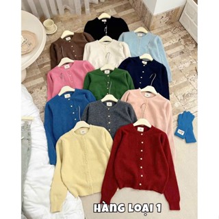   Hàng QC L1 Có Sẵn  Áo len Cardigan len mịn Mác EGG Cúc Đồng chất dày dặn Cổ Tròn Cúc Bọc bảng màu pastel xinh xắn 