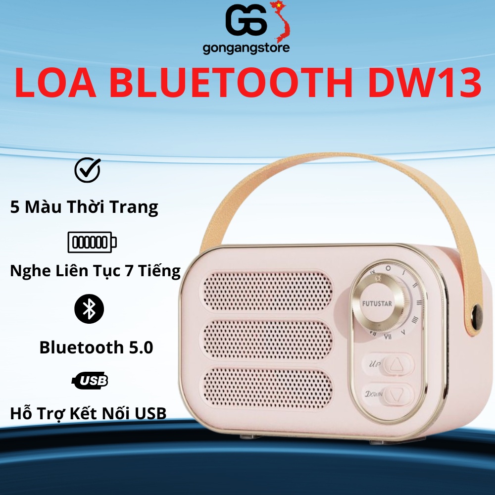Loa Cổ Điển DW13 Kiểu Dáng Retro Sang Trọng, Âm Thanh Mạnh Mẽ, Bluetooth 5.0 Ổn Định, Pin Sạc Tiện L