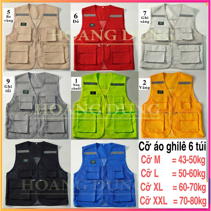 ÁO GHI LÊ  BẢO HỘ 6 TÚI PHẢN QUANG HÀN QUỐC, ÁO GHI LÊ PHẢN QUANG (MÀU GHI TỐI), ÁO BẢO HỘ LAO ĐỘNG 