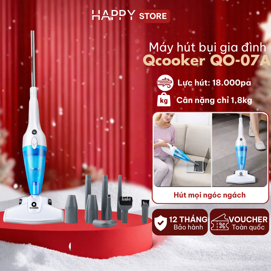 (Tặng kèm đầu hút+lõi lọc) Máy hút bụi Xiaomi Qcooker cầm tay gia đình