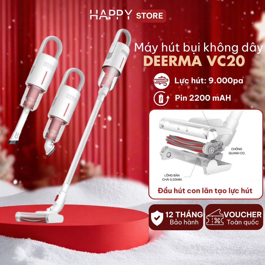 Máy hút bụi cầm tay không dây Deerma VC20 Plus pin 2200mAh lực hút 8000Pa khỏe, hút sàn, nệm, đệm, ô tô cực tốt