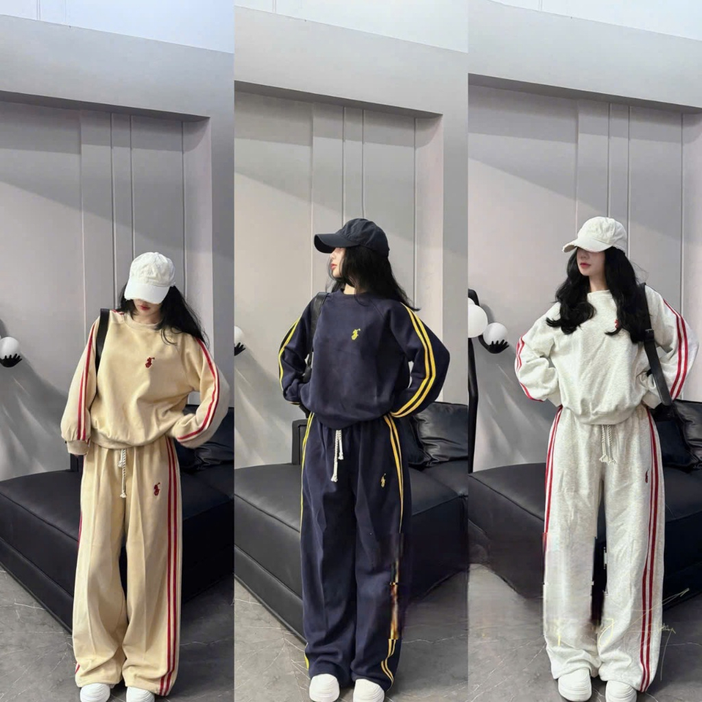 Bộ Đồ Thể Thao Nữ Form Rộng Nỉ Bông thêu ngựa Cao Cấp – Áo Sweater + Quần Dài Unisex Nhiều Màu | BigBuy360 - bigbuy360.vn