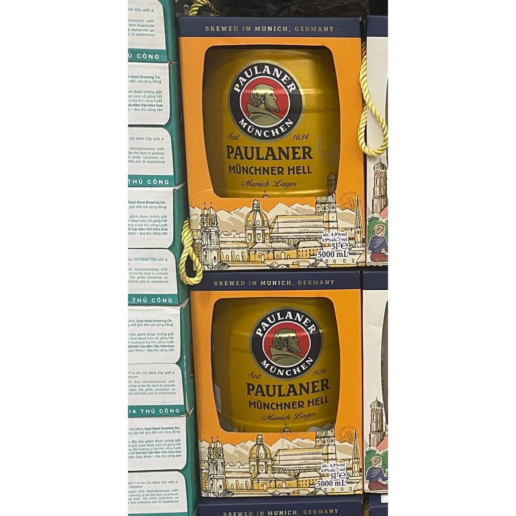 Bia Paulaner Munchner Hell 4,9% – Bom 5 Lít (xuất được VAT )
