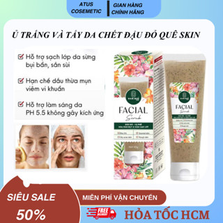  Ủ trắng - Tẩy Tế Bào Chết mặt Facial scrub Quê Skin chiết xuất Đậu Đỏ Cà phê Hoa Râm Bụt & Mầm Gạo Lứt 