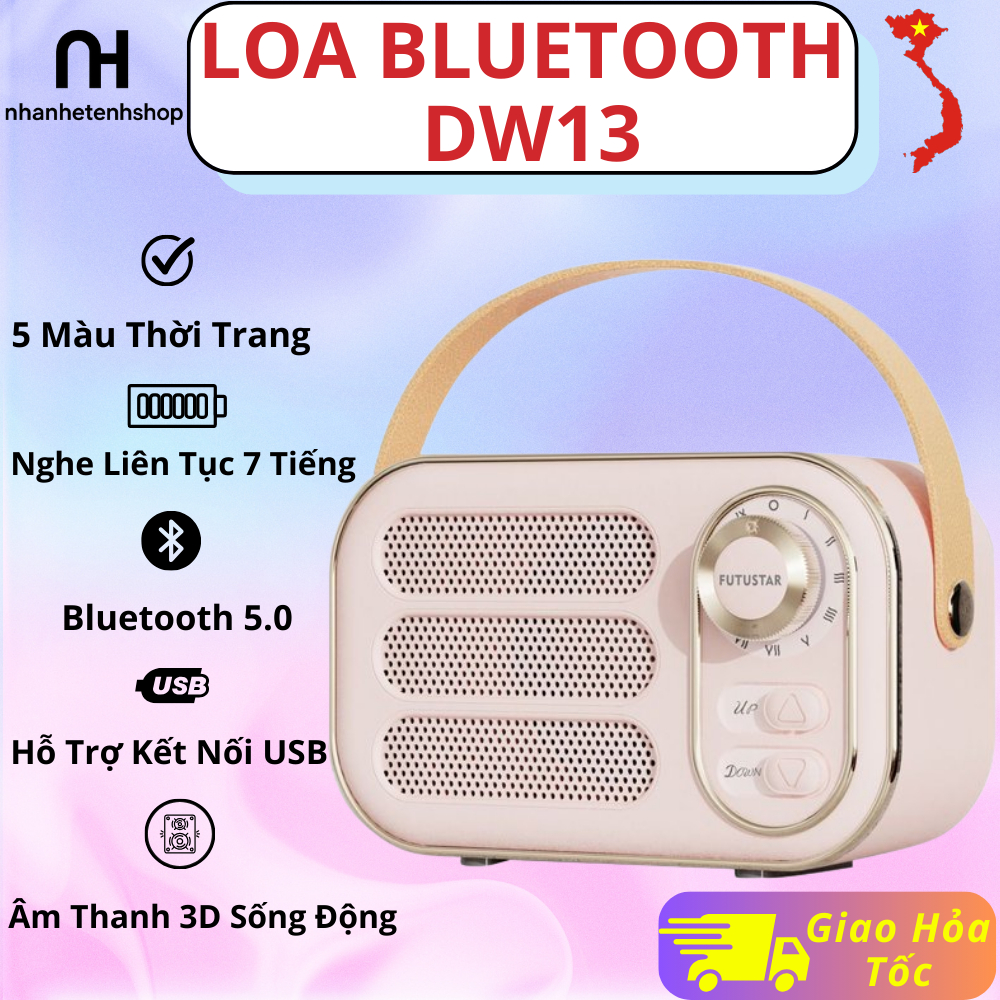 Loa Cổ Điển DW13 Kiểu Dáng Retro Sang Trọng, Âm Thanh Mạnh Mẽ, Bluetooth 5.0 Ổn Định, Pin Sạc Tiện L