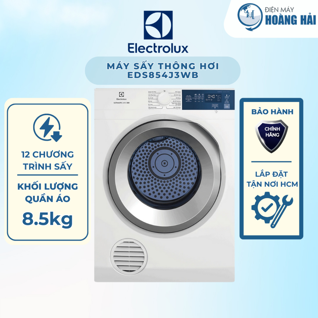 EDS854J3WB | MÁY SẤY THÔNG HƠI ELECTROLUX 8.5 KG EDS854J3WB - CHÍNH HÃNG