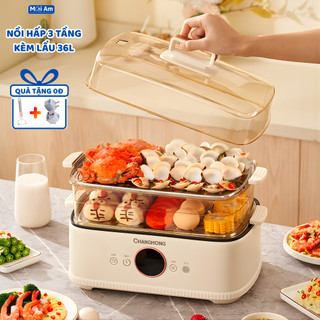  Nồi Hấp Điện Kèm Lẩu 3 Tầng 36L Máy Hấp  Đa Năng  Nồi Hấp Đồ Ăn Bảo Vệ Chất Dinh Dưỡng Thông Minh 