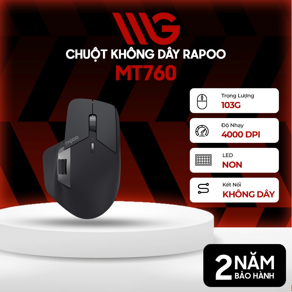 Chuột không dây Rapoo MT760 / MT760M Mini / MT560 Đen Chính hãng - Bảo hành 24 tháng
