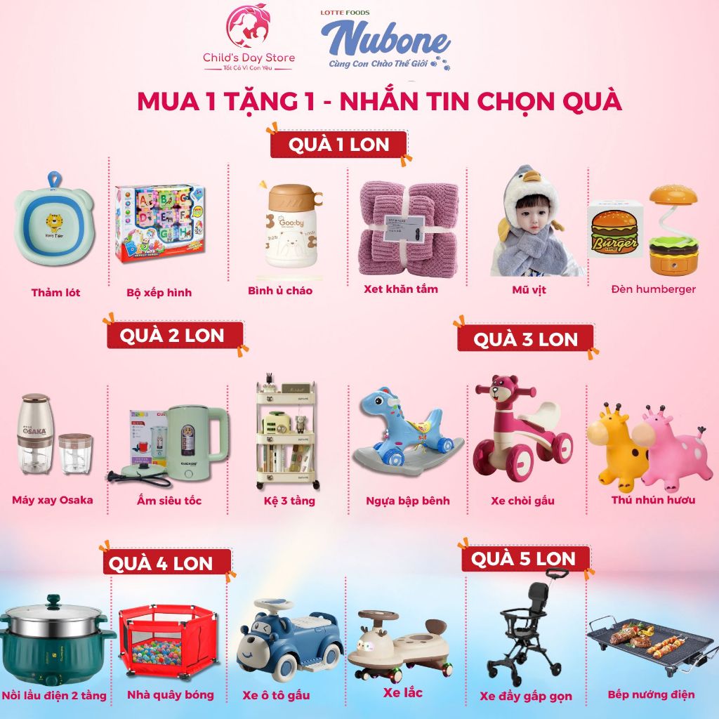 Quà Tặng Sữa Nubone Tương Ứng Với Số Lượng Và Các Mom Được Chọn Quà. Childs day store