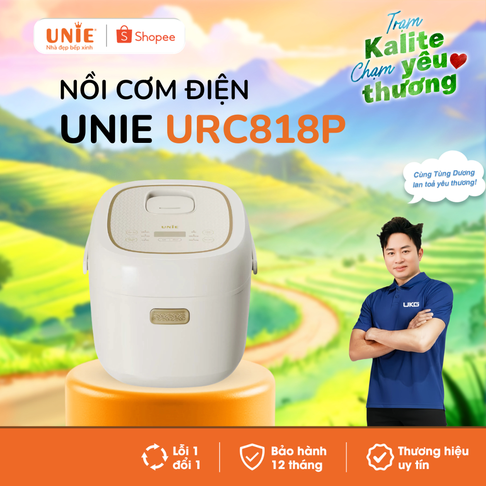  Nồi cơm điện lòng gốm cao cấp UNIE URC818P,Dung tích 1,8L Lòng nồi gốm Ceramic chống dính,Hẹn giờ 24 tiếng,bảo hành 12T 