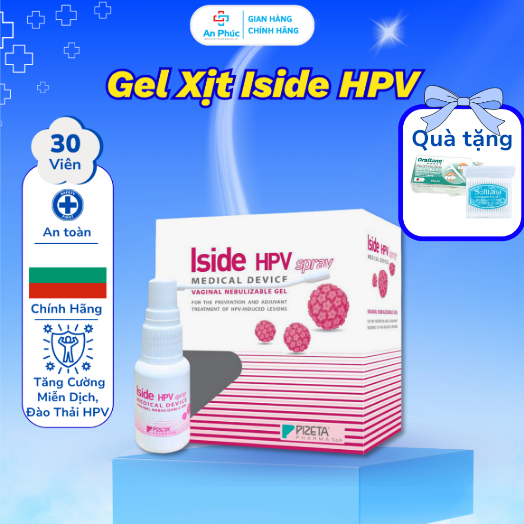 Gel Xịt Iside HPV - Tăng Cường Miễn Dịch, Hỗ Trợ Đào Thải HPV, Cân Bằng pH (1 Bình Xịt 14 Vòi Xịt)