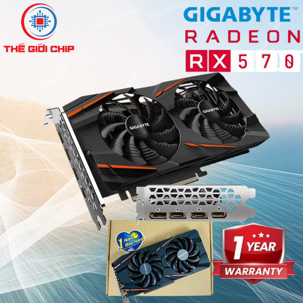 VGA GIGABYTE RADEON RX 570 Gaming 8GB (GV-RX570GAMING-8GD) Like new Box Bảo hành 12 tháng bởi nhà cu