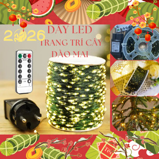  Đèn Led Hạt Gạo Dây Đồng Xanh Lá Kèm Remote Dây Led Nháy Quấn Trang Trí Cây Đào Mai Quất Tết Noel 