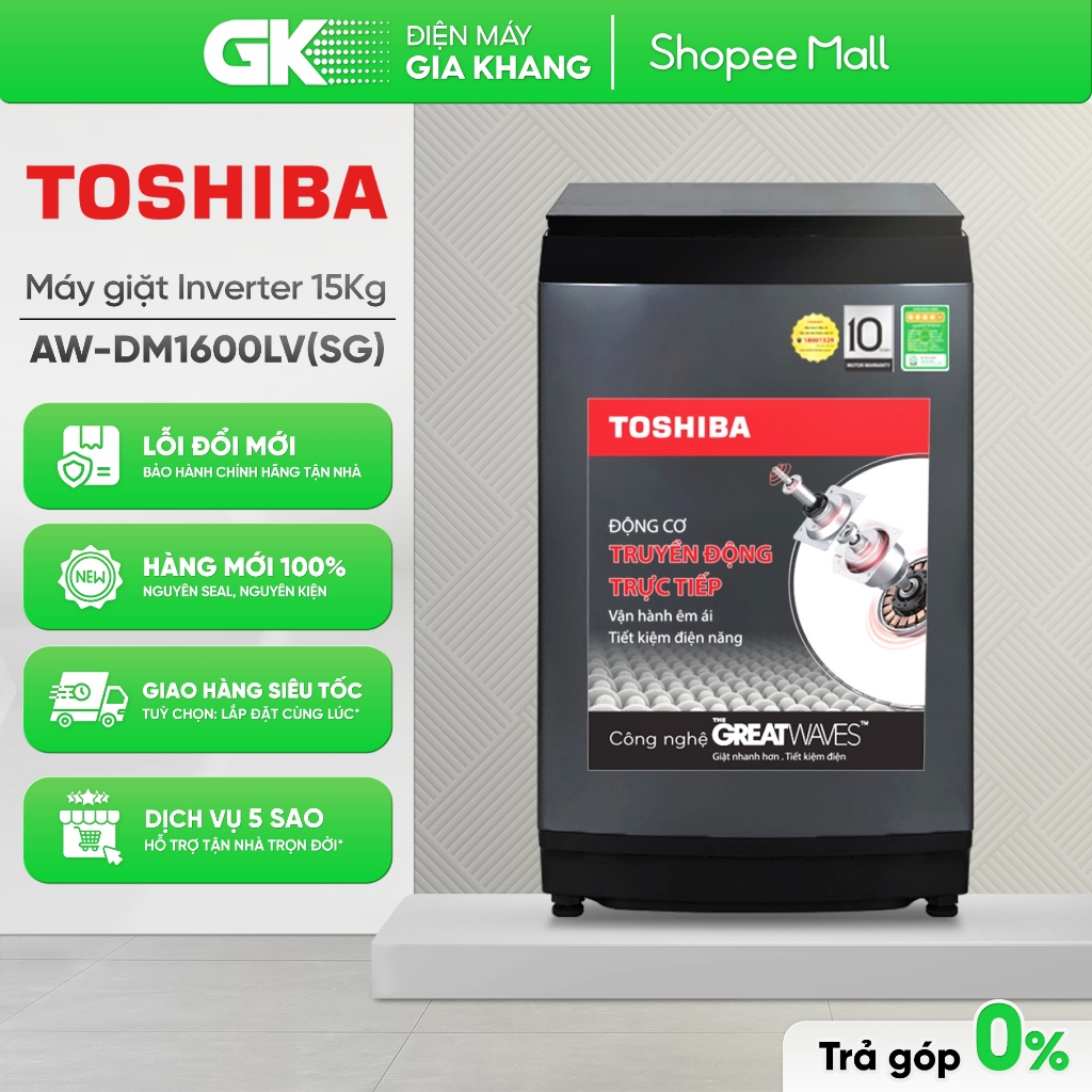 AW-DM1600LV(SG) - Máy Giặt Toshiba Inverter 15 Kg  [Toàn Quốc]