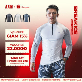  Áo Thun Giữ Nhiệt Dài Tay Raglan Phối Màu ARM Cổ Trụ Kéo Khóa Áo Thể Thao Dài Tay co giãn 