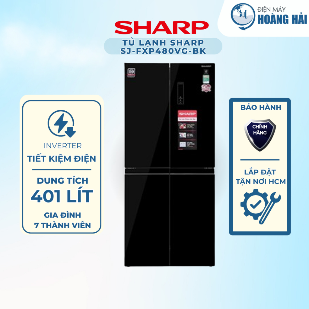 SJ-FXP480VG-BK | Tủ lạnh Sharp Inverter 401 lít Multi Door SJ-FXP480VG-BK - Hàng chính hãng
