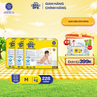   HỎA TỐC  Combo 3 Tã dán UniDry Siêu khô thoáng gói Super Jumbo mới size M76 L68 XL62 