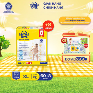   HỎA TỐC  Tã quần UniDry Siêu khô thoáng gói Super Jumbo mới size M76 L68 XL60 XXL54+ 8 miếng 