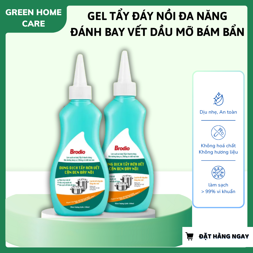 Gel Tẩy Đáy Nồi Đa Năng BRODIO - Đánh Bay Vết Dầu Mỡ Bám Bẩn - Làm Sạch Nhọ Nồi, Vết Bẩn Cứng Đầu,Xoong Nồi Sáng Bóng
