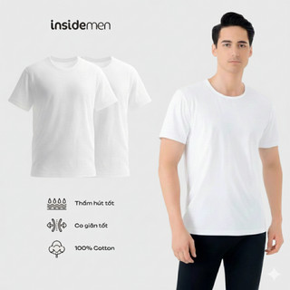 Combo 2 Áo Thun Nam Basic Insidemen Cotton 100% Thấm Hút Thoáng Mát ITS002EDP02