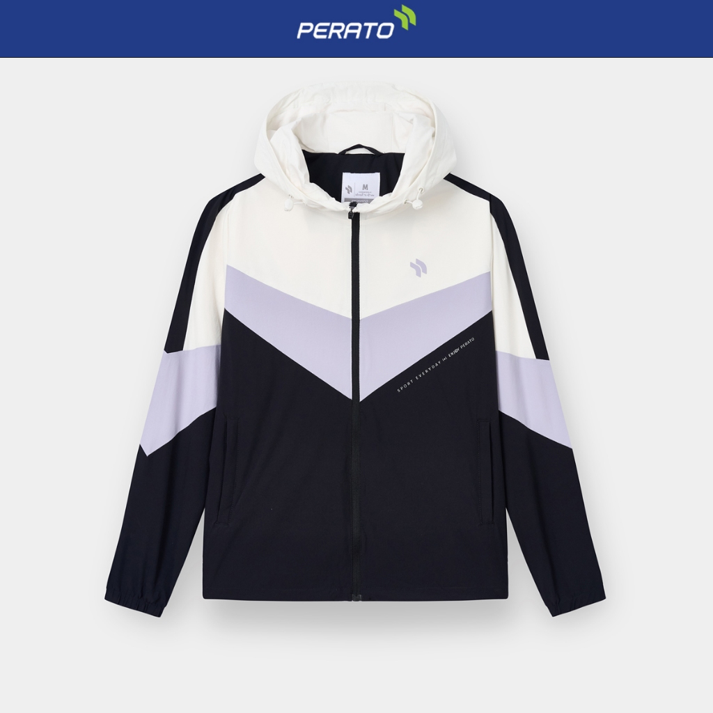 Áo Khoác Gió Nữ PERATO Phong Cách Training Can Phối TBKGW5W021