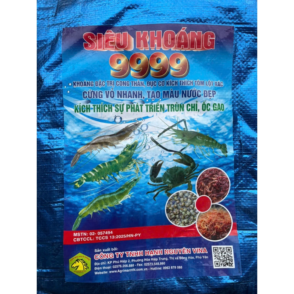 Siêu Khoáng 9999 Túi 10kg, KHoáng Ốc Bươu, Tạo vỏ tôm nhanh, cong thân đục cơ trên tôm, Tạo ốc Gạo Trùn chỉ, Gây Màu