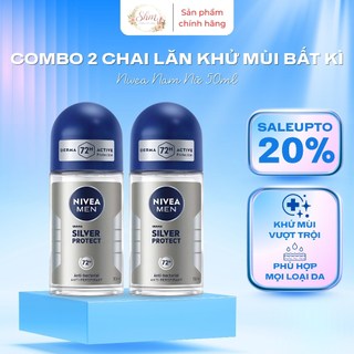 Combo 2 Chai Lăn Khử Mùi Nivea Nam Nữ 50ml - Ngăn Mùi Vượt Trội, Khô Thoáng Suốt 48H