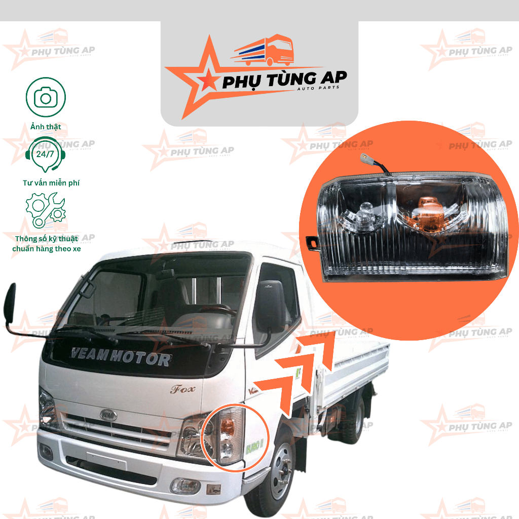 Đèn Xi Nhan Xe VEAM Fox Nhỏ / Fusin / VEAM 1T25 - 3 ghim, dùng cho các dòng xe tải nhỏ