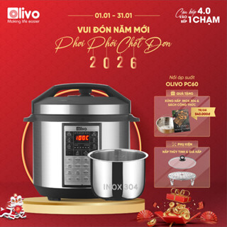  Nồi Áp Suất Điện Đa Năng OLIVO PC60 - Nồi Hầm Dung Tích 6L - Hầm Kho Thịt Chiên Rán Nấu Lẩu - 16 Chế Độ 