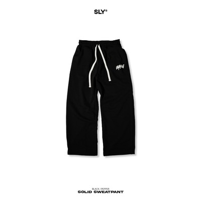 Quần nỉ ống rộng SLY Sweat Pant Solid màu đen