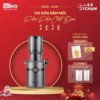  Máy Ép Chậm OLIVO SJ240 - Máy Ép Trái Cây Rau Củ Kiệt Bã 98% - Làm Kem Hoa Quả - Cổ Ép Rộng - Dễ Vệ Sinh 
