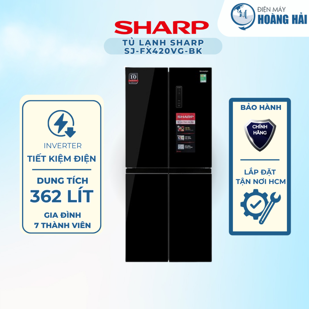 SJ-FX420VG-BK | Tủ lạnh Sharp Inverter 362 lít Multi Door SJ-FX420VG-BK - Hàng chính hãng