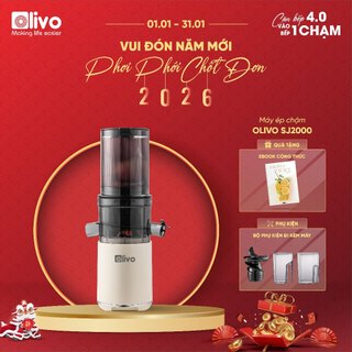  Máy Ép Chậm OLIVO SJ2000 - Máy Ép Trái Cây Tự Động Cắt Nhỏ Rau Củ - Ép Kiệt 98% - Khoang Tiếp Lớn 