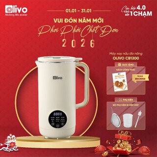  Máy Làm Sữa Hạt Mini OLIVO CB1200 – Dung Tích 1.2L Làm Sữa Chua Nấu Sữa Hạt Xay Sinh Tố - Khử Khuẩn 